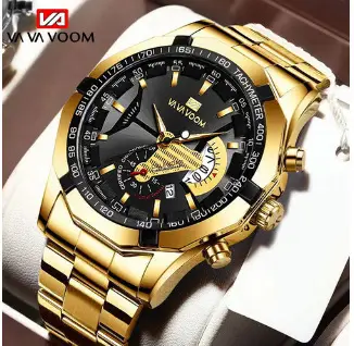 Vava Voom Black Rose Gold Chronograph Watch with Three-Eye Dial - Image 5