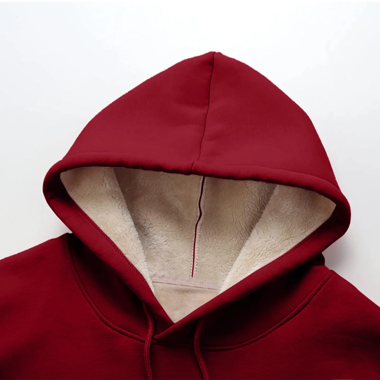 Women Red Velvet Hooded Sweatshirt Drawstring Full Inner — feature 11