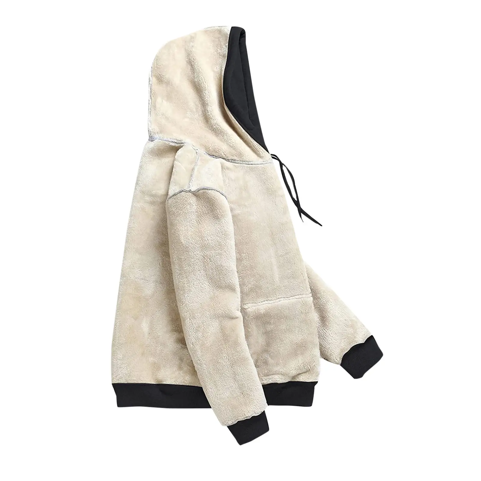 Women Red Velvet Hooded Sweatshirt Drawstring Full Inner — feature 5