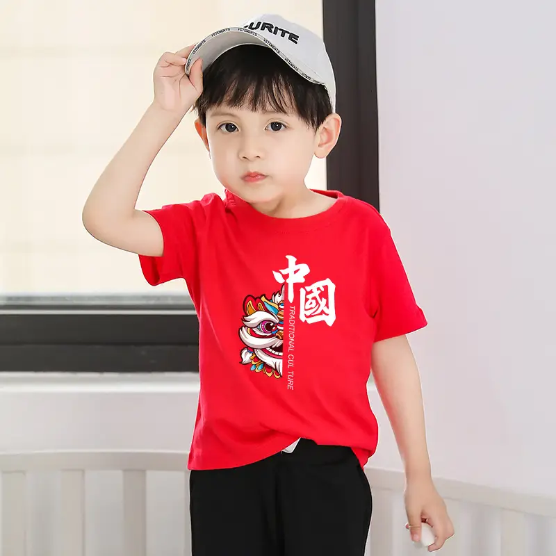 Chinese Red Dragon Print Boys T-Shirt Orange 2026 - Image 26