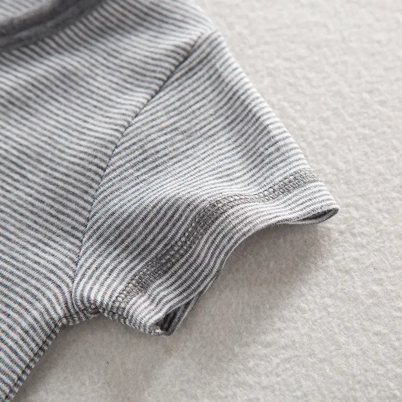 Japanese Boys Striped T-Shirts Grey Blue Short Sleeve Casual Summer - Image 4