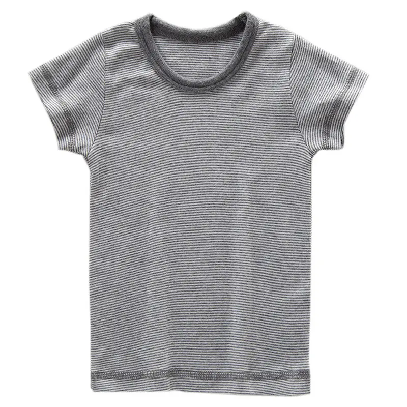 Japanese Boys Striped T-Shirts Grey Blue Short Sleeve Casual Summer - Image 6