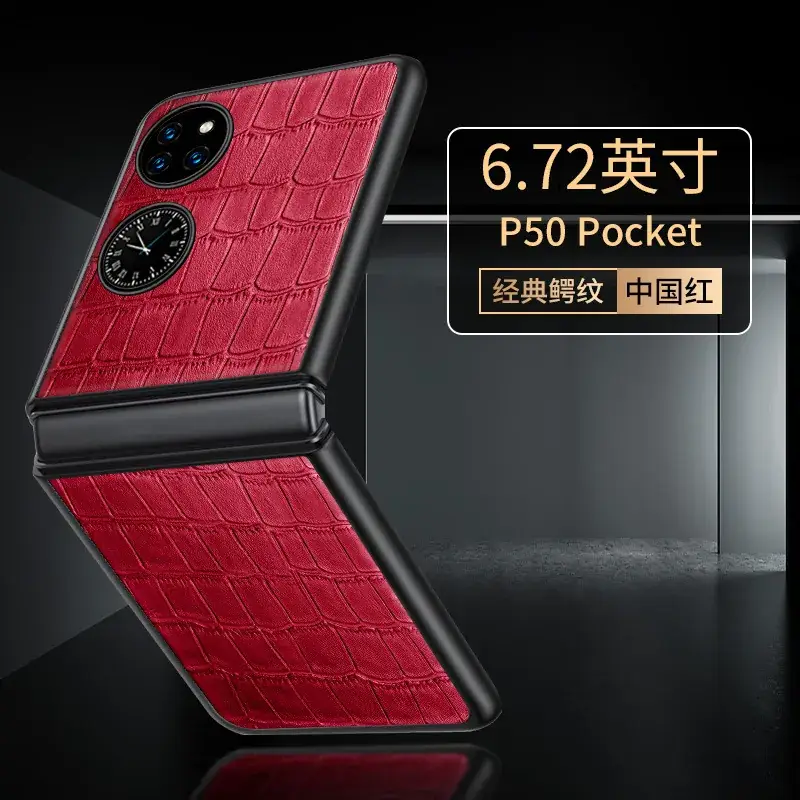 HUAWEI P50 Pocket Folding Leather Case Green Black Orange - Image 4