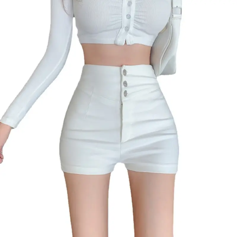 Women Black Stretch Wide Leg Shorts High Waist Casual Bottom - Image 5