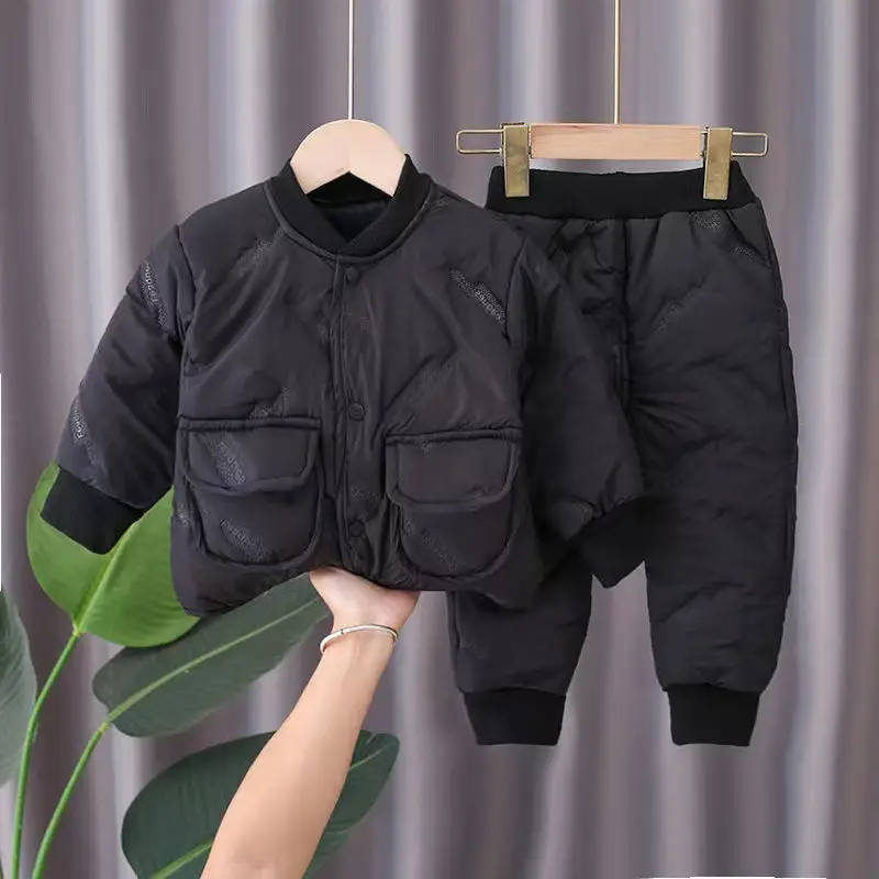 Pink Padded Cotton Jacket & Pants Set for Kids - Image 8