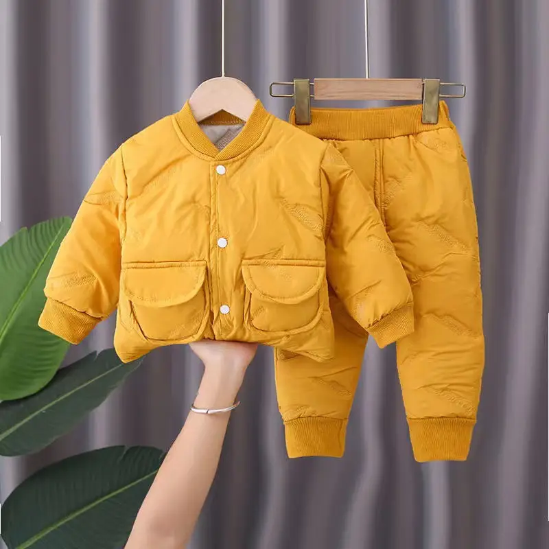 Pink Padded Cotton Jacket & Pants Set for Kids - Image 2