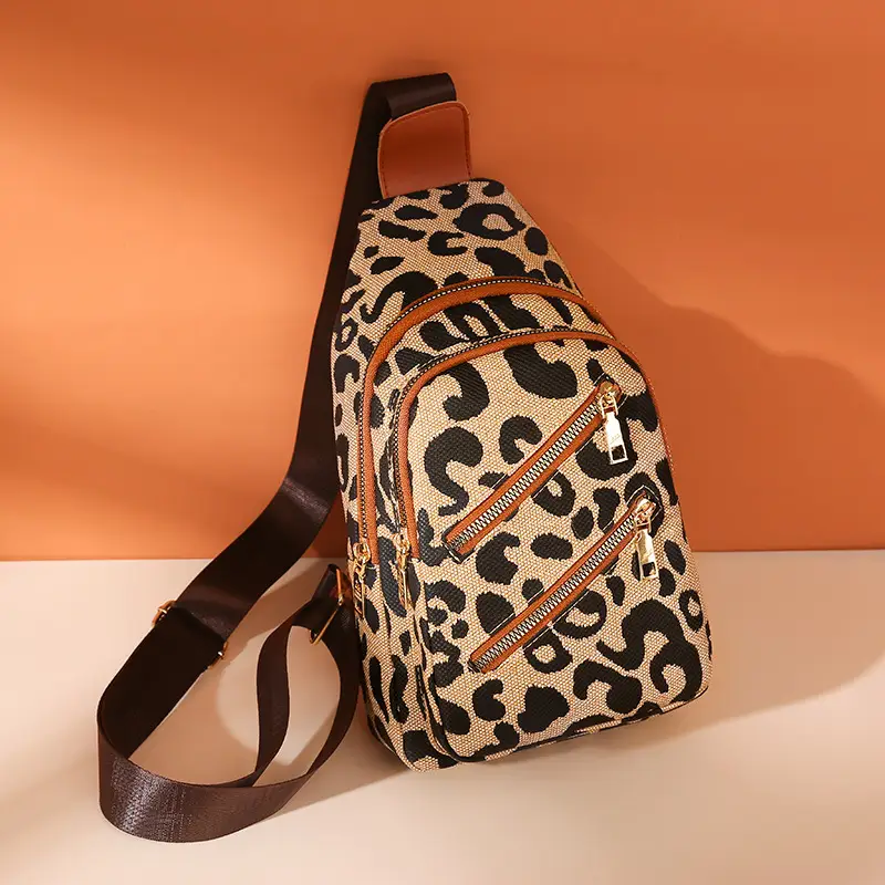 Leopard Print Women's Crossbody Bag with Soft PU Leather