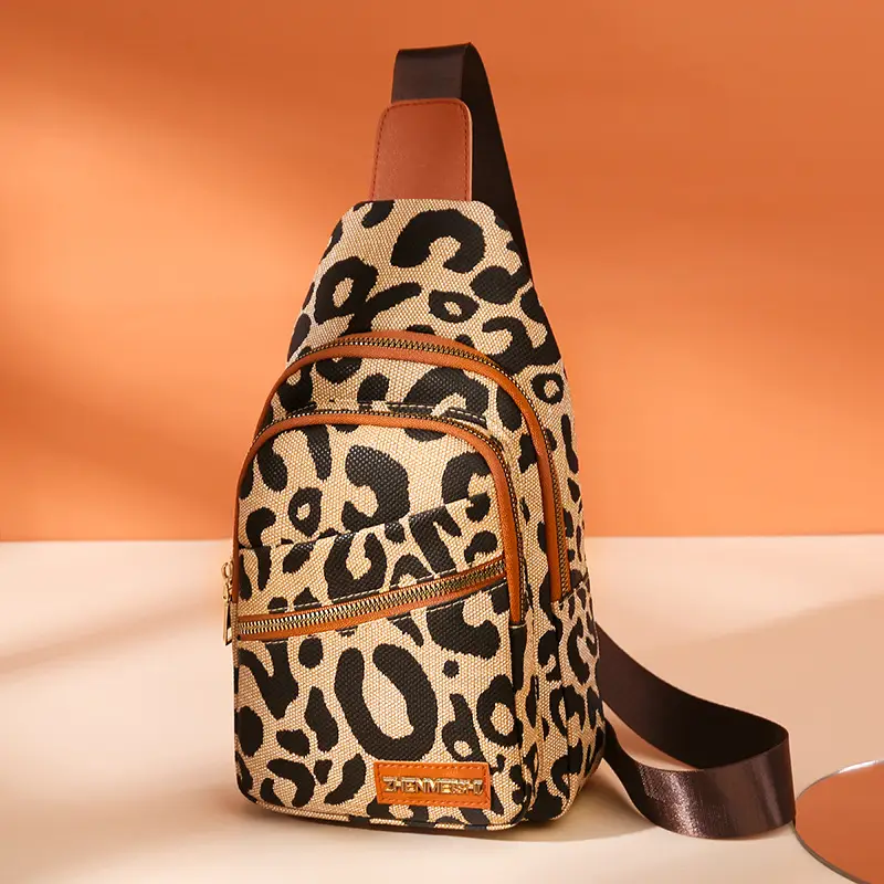 Leopard Print Women's Crossbody Bag with Soft PU Leather