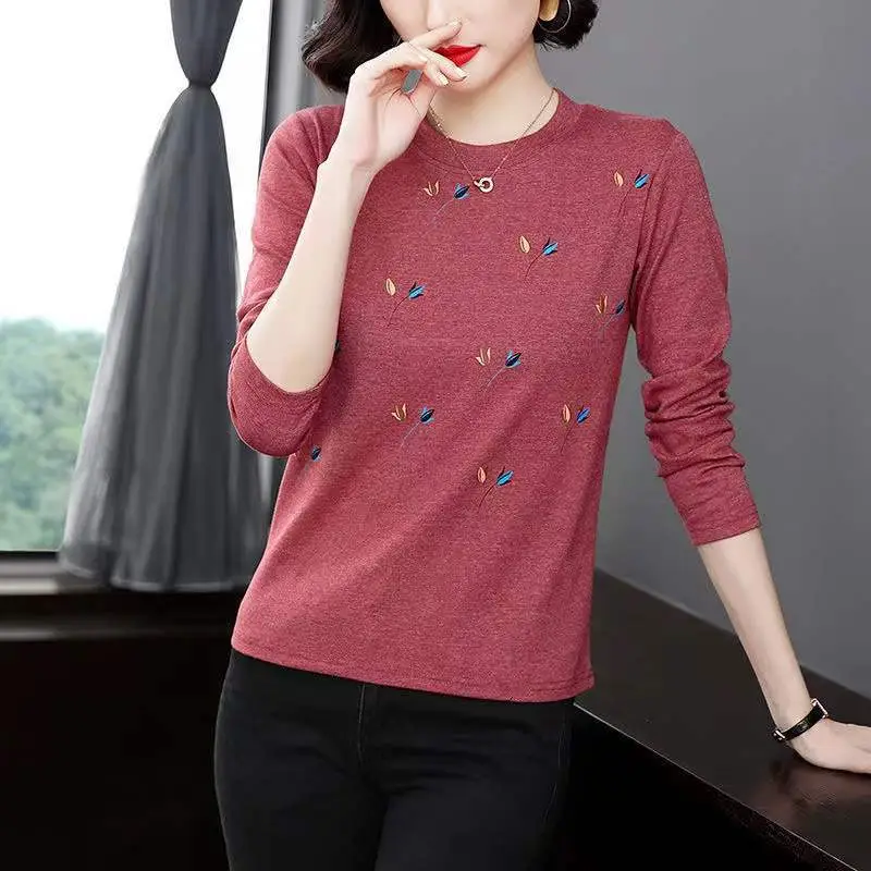 Mother's T-Shirt Printed Long Sleeve Maroon - Image 5