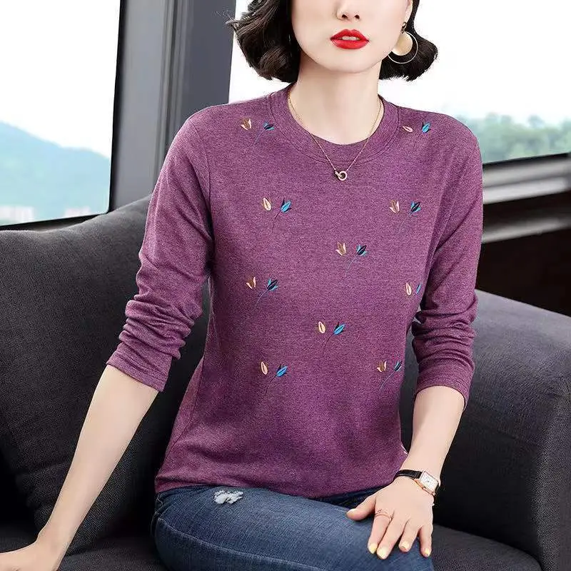 Mother's T-Shirt Printed Long Sleeve Maroon - Image 7