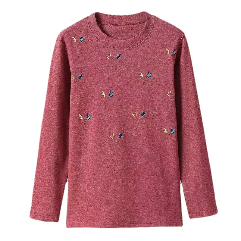Mother's T-Shirt Printed Long Sleeve Maroon - Image 8