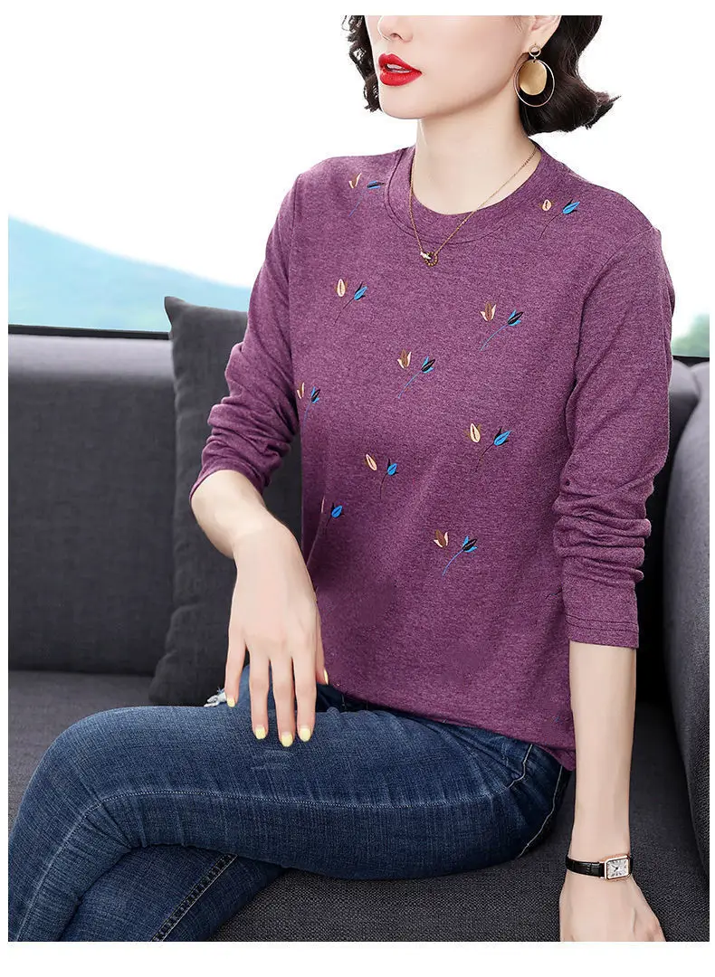 Mother's T-Shirt Printed Long Sleeve Maroon — feature 13