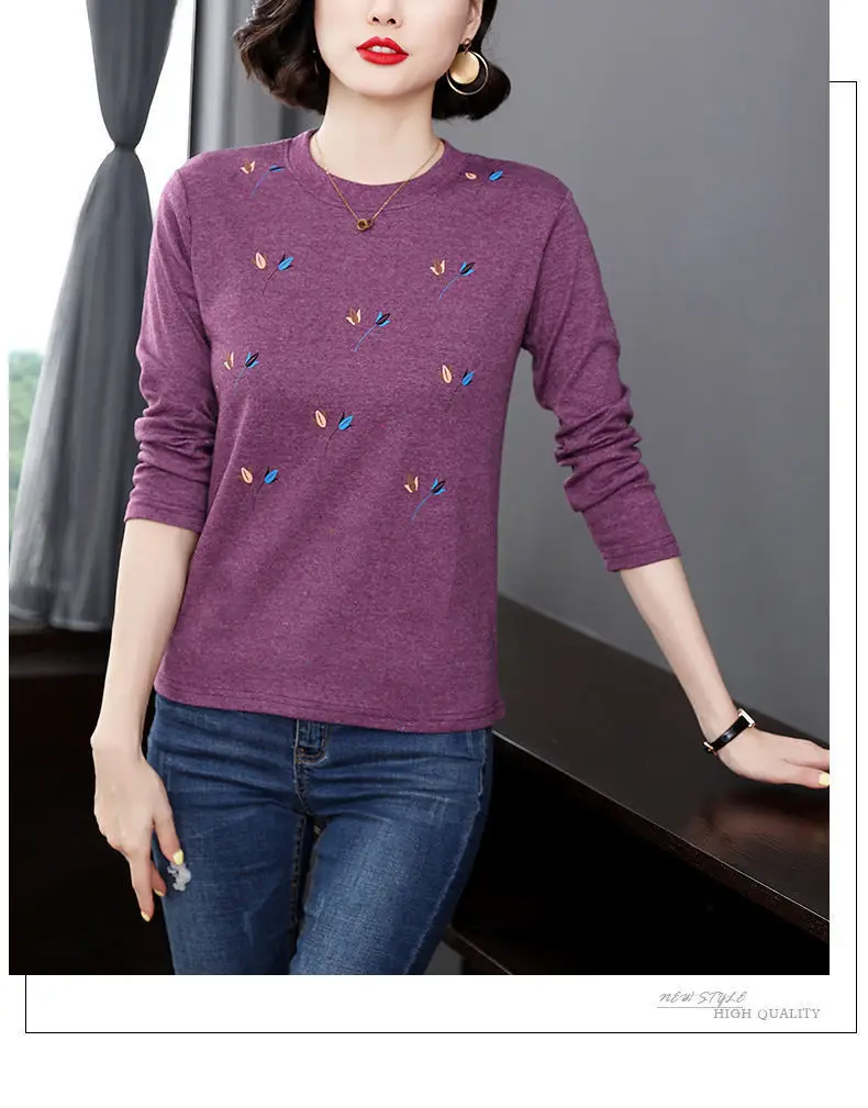 Mother's T-Shirt Printed Long Sleeve Maroon — feature 15