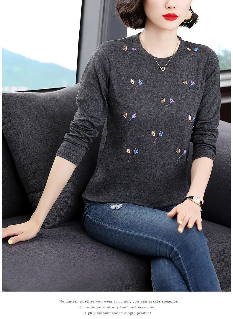 Mother's T-Shirt Printed Long Sleeve Maroon — feature 8