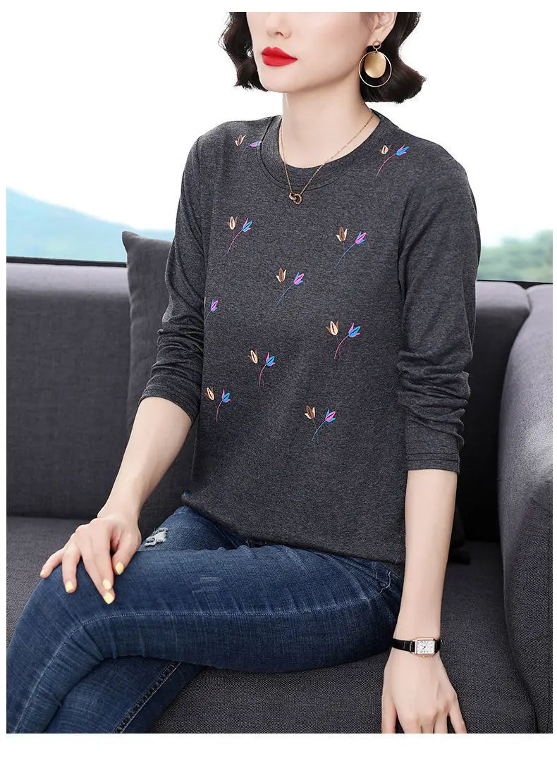 Mother's T-Shirt Printed Long Sleeve Maroon — feature 9