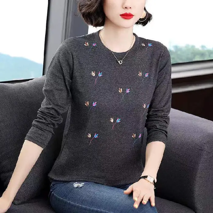 Mother's T-Shirt Printed Long Sleeve Maroon - Image 2