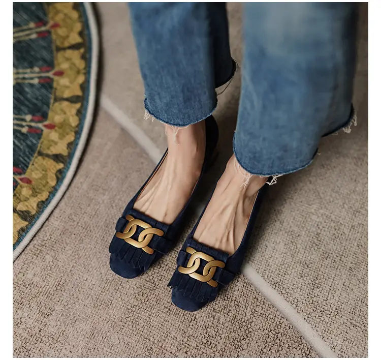 Women's Blue Heel Shoes with Buckle — feature 2