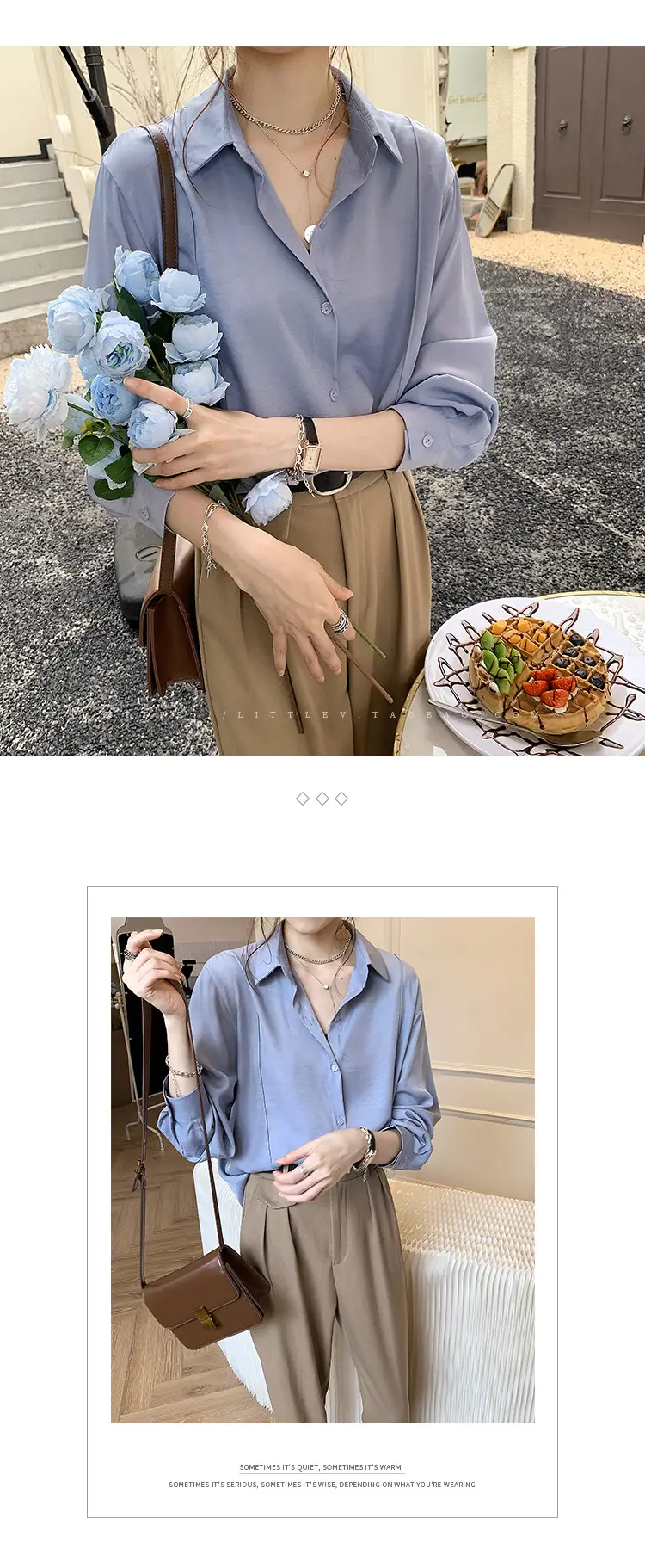 Women 2024 New Design Long Sleeve Shirt Beige — feature 10