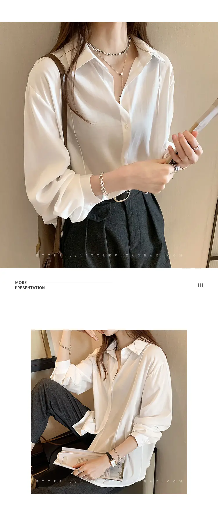 Women 2024 New Design Long Sleeve Shirt Beige — feature 12