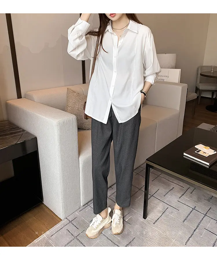 Women 2024 New Design Long Sleeve Shirt Beige — feature 14