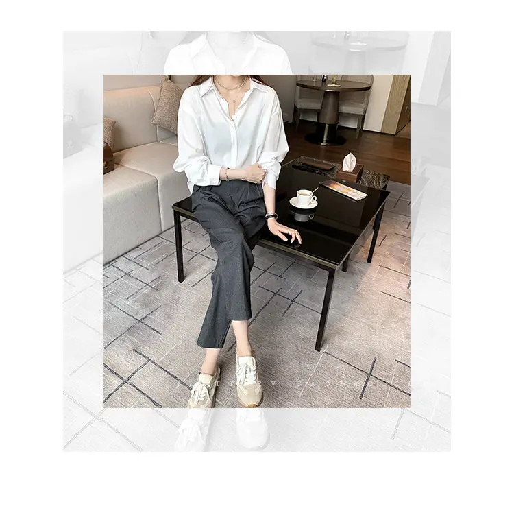 Women 2024 New Design Long Sleeve Shirt Beige — feature 15