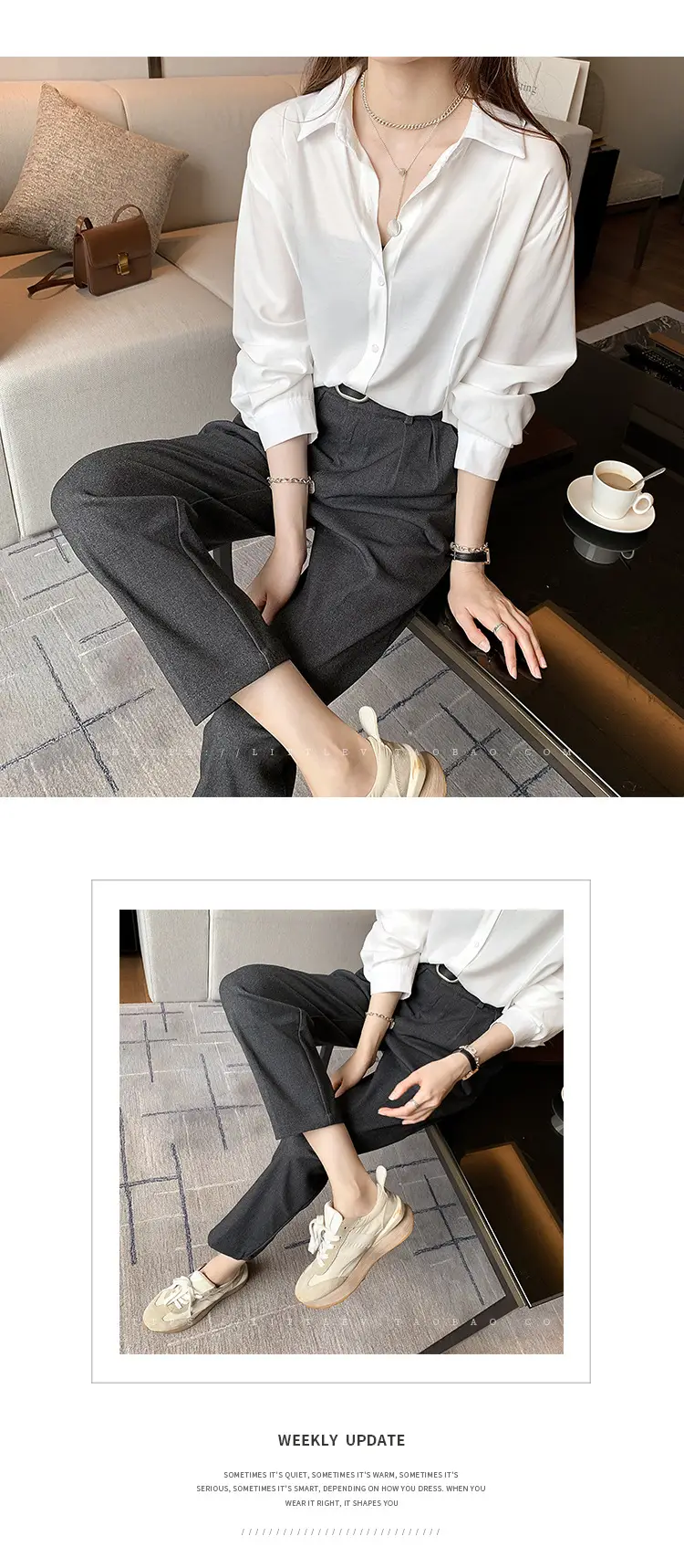 Women 2024 New Design Long Sleeve Shirt Beige — feature 17