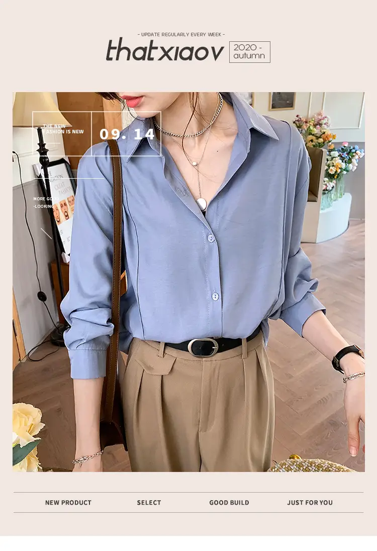 Women 2024 New Design Long Sleeve Shirt Beige — feature 2