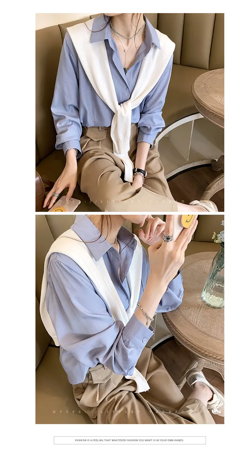 Women 2024 New Design Long Sleeve Shirt Beige — feature 9