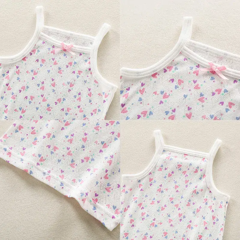 Summer Girls Cotton Sling Pajamas 3 Pcs Set