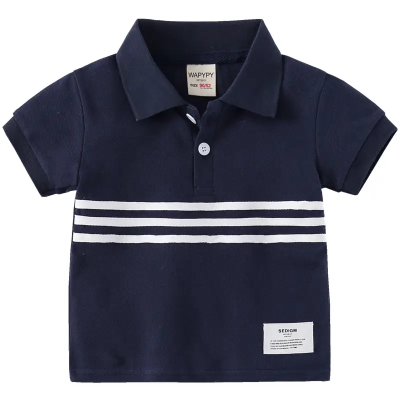 Men's Boys Navy Striped Polo Shirt 2026 Summer - Image 6