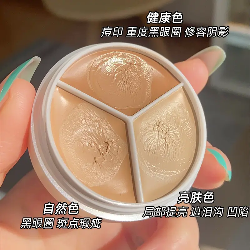 Sweet Mint 3-Color Concealer Foundation Cream Makeup Brush Set - Image 5