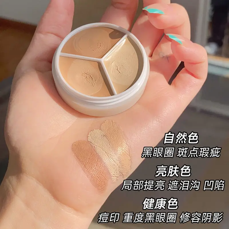 Sweet Mint 3-Color Concealer Foundation Cream Makeup Brush Set - Image 6