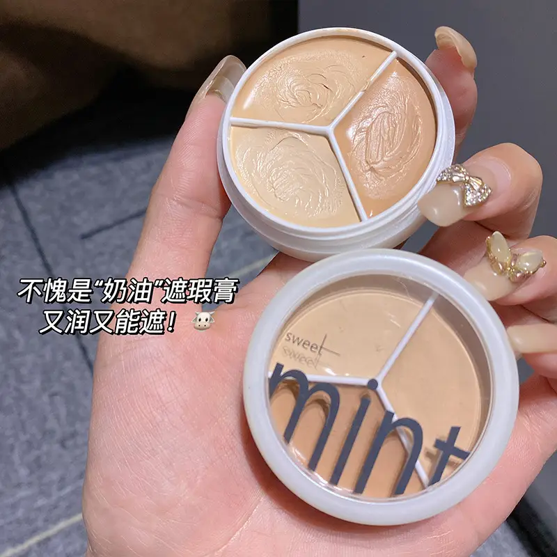 Sweet Mint 3-Color Concealer Foundation Cream Makeup Brush Set - Image 7