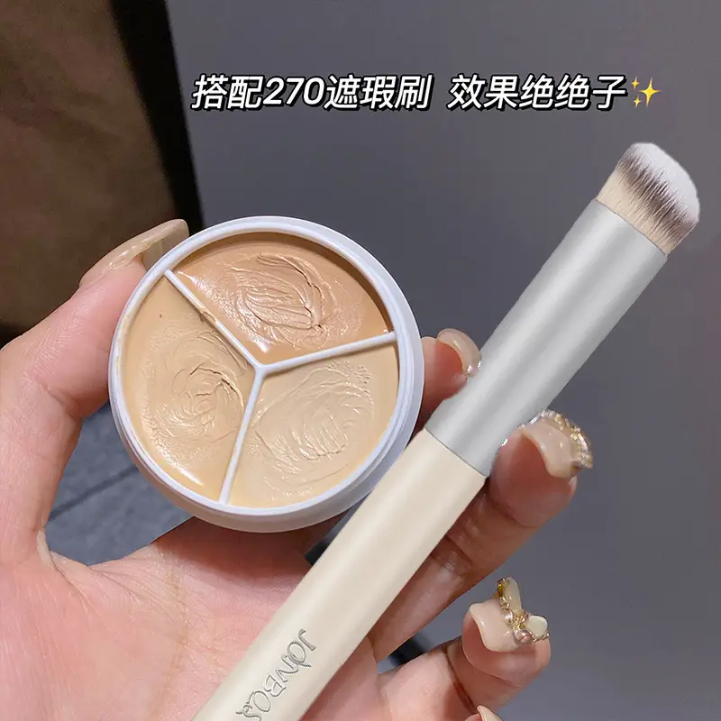Sweet Mint 3-Color Concealer Foundation Cream Makeup Brush Set - Image 3