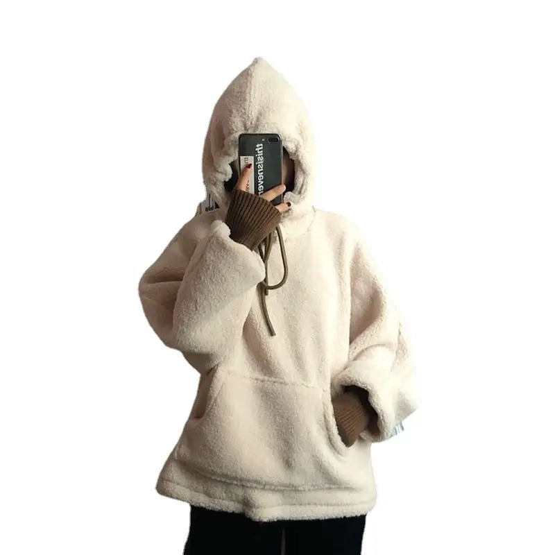 Women's Blue Fleece Hoodie Lazy Style 2025 Winter - Image 7