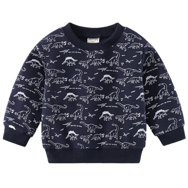 Kids Cartoon Print Sweatshirt Navy Blue 2024 - Image 6