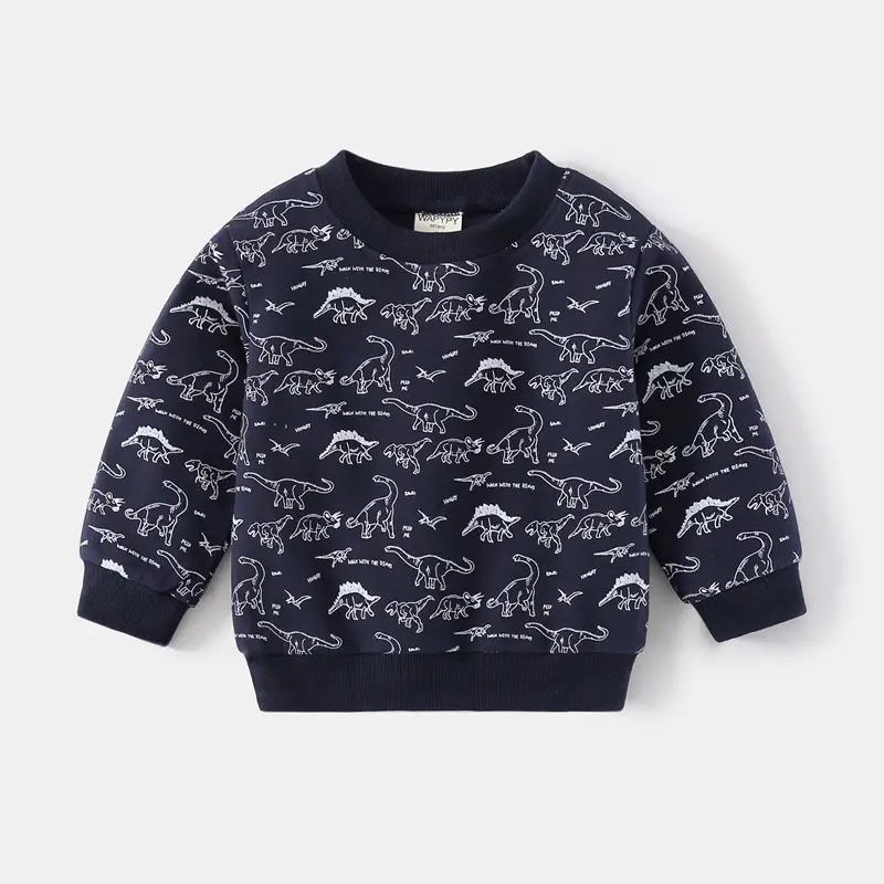 Kids Cartoon Print Sweatshirt Navy Blue 2024 - Image 2