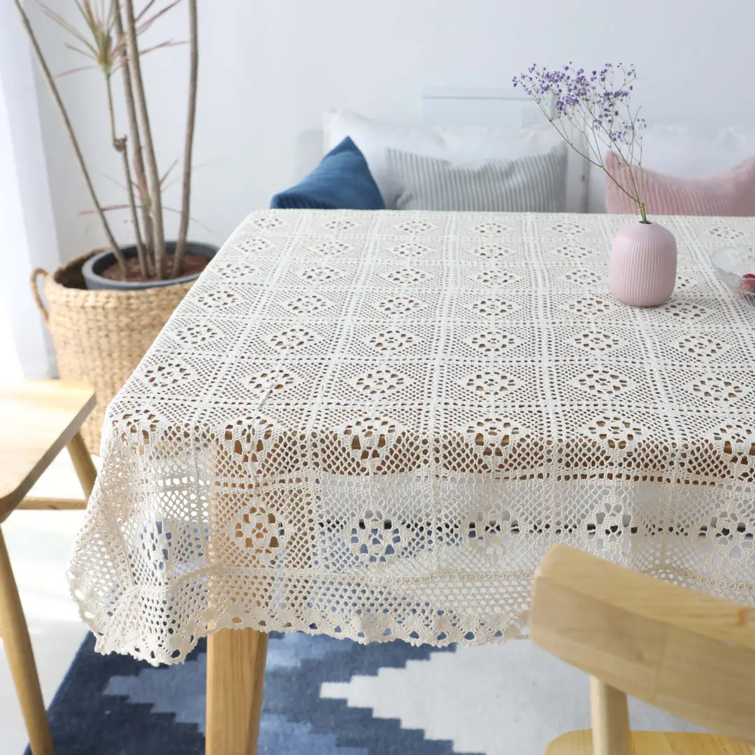 Pastoral crochet cover towel tablecloth woven tablecloth hollow tablecloth tablecloth piano towel shooting props
