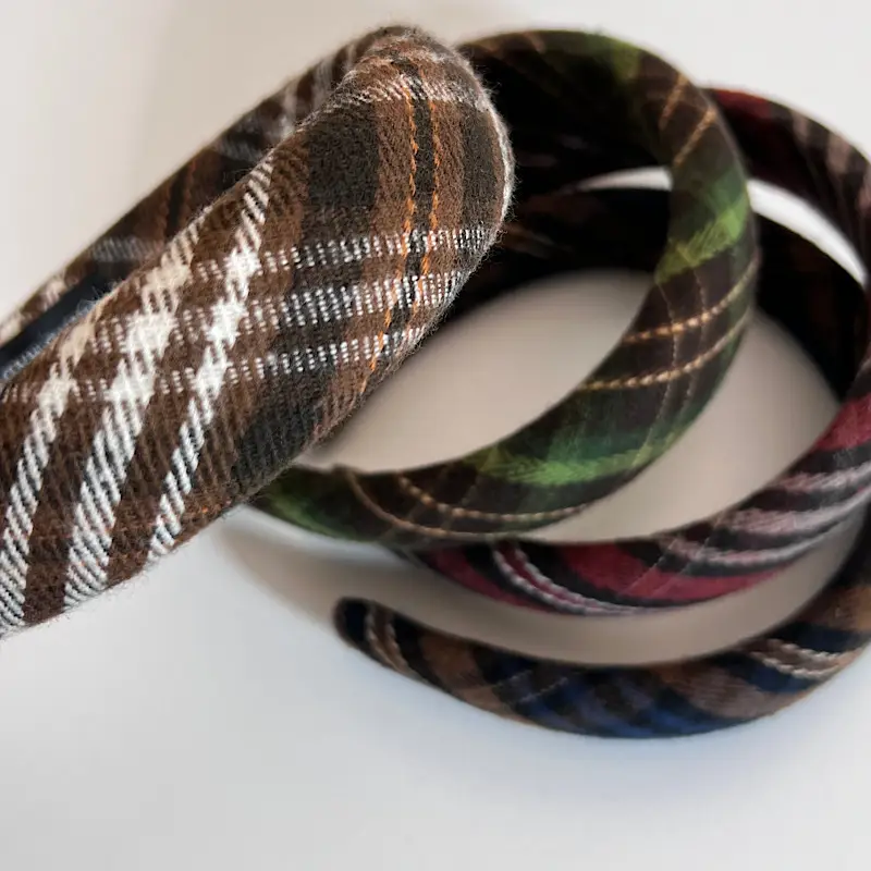 Retro Plaid Sponge Hairband for Women Autumn Winter - Image 7