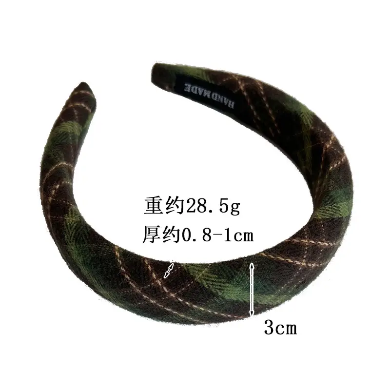 Retro Plaid Sponge Hairband for Women Autumn Winter — feature 1