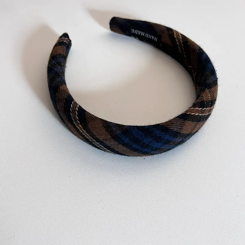 Retro Plaid Sponge Hairband for Women Autumn Winter — feature 9