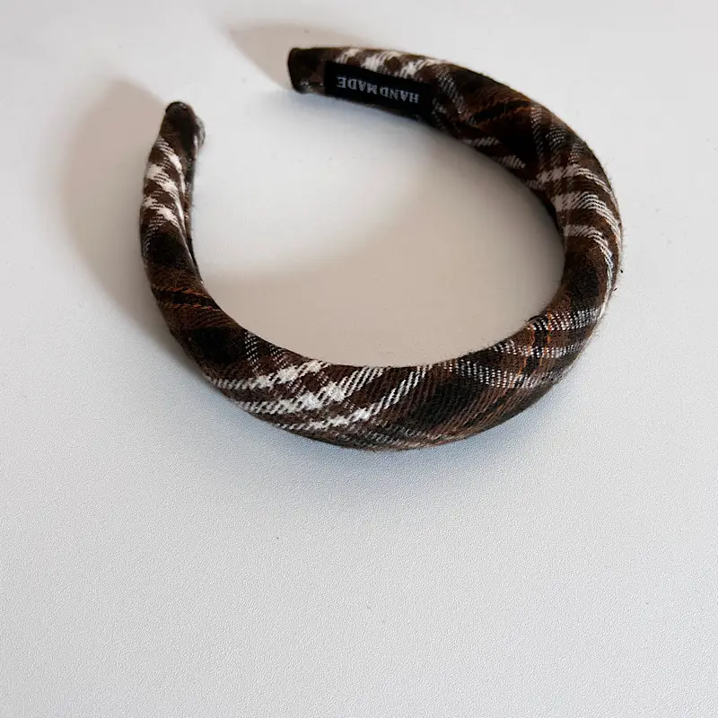 Retro Plaid Sponge Hairband for Women Autumn Winter - Image 2