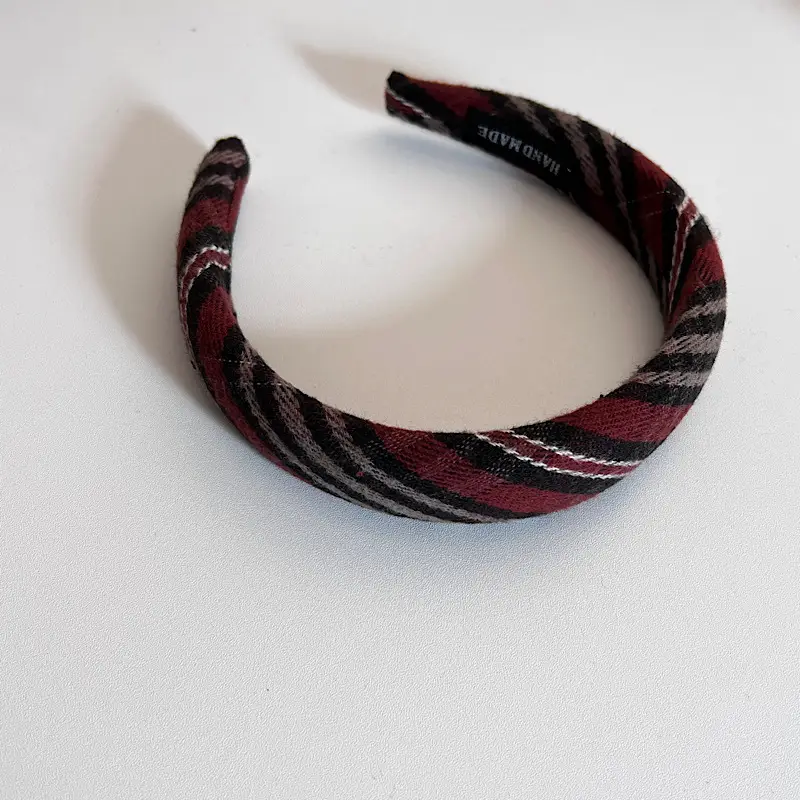 Retro Plaid Sponge Hairband for Women Autumn Winter - Image 3