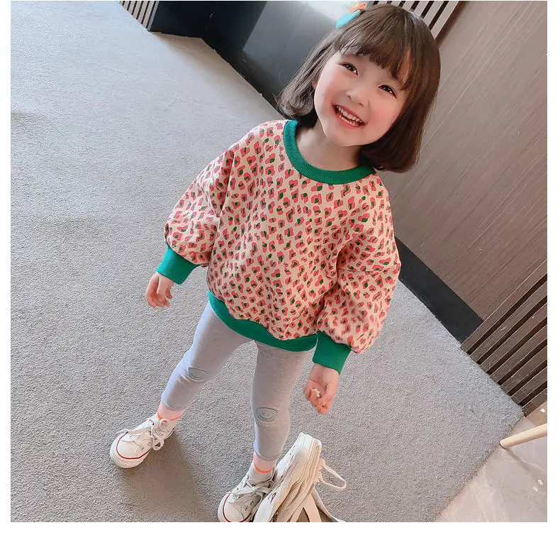 Girls Leopard Print Sweatshirt 2025 Spring Base Top — feature 12