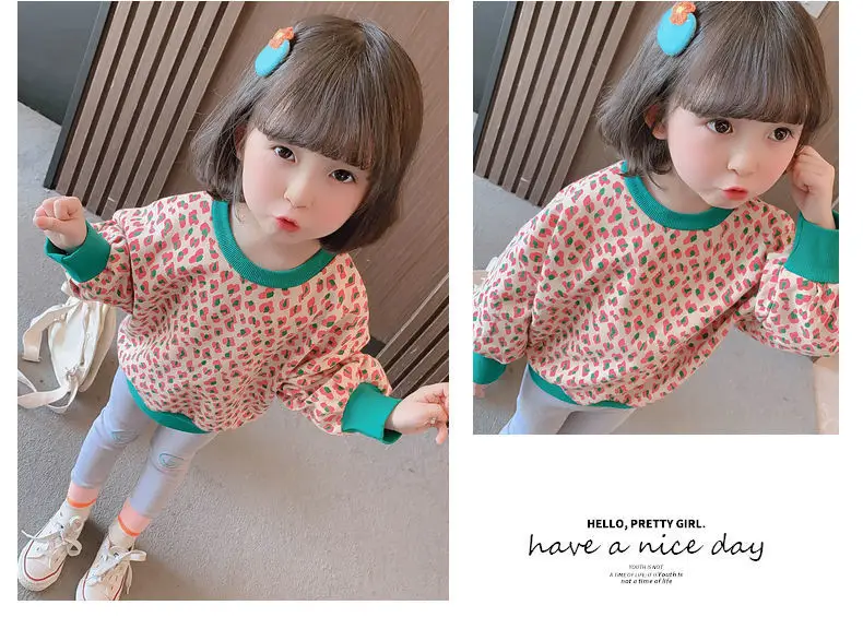Girls Leopard Print Sweatshirt 2025 Spring Base Top — feature 6