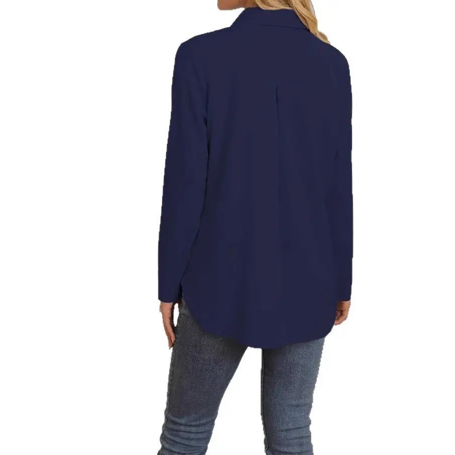 2025 Women's Navy Blue Long-Sleeved Lapel Shirt - Image 8