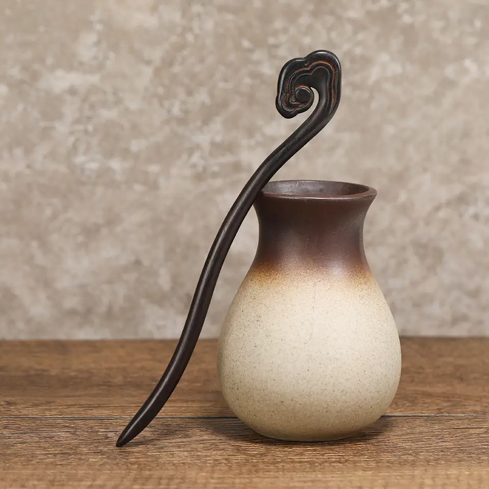 Elegant Wooden Hairpin with Dragon Design - Image 15