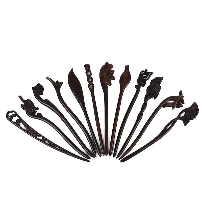 Elegant Wooden Hairpin with Dragon Design - Image 16