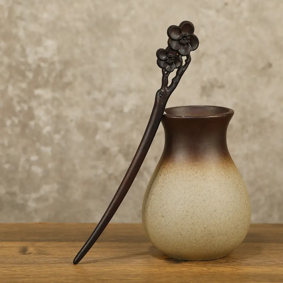 Elegant Wooden Hairpin with Dragon Design - Image 10