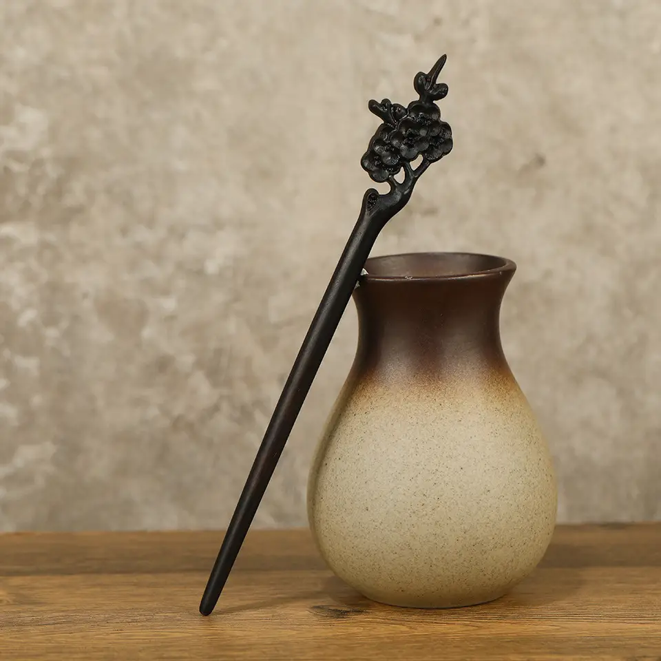 Elegant Wooden Hairpin with Dragon Design - Image 11